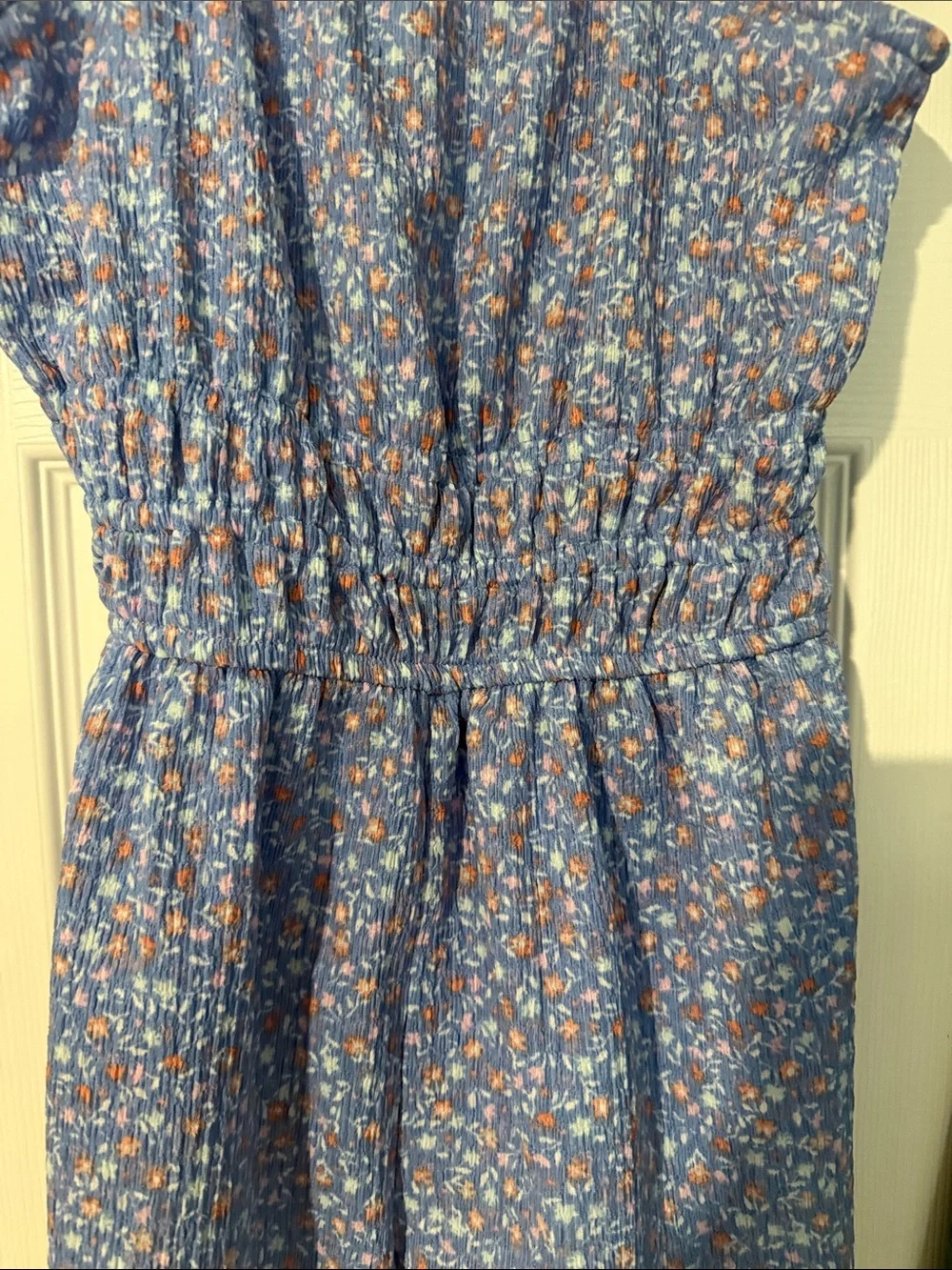 SO Girls Blue Floral Romper & Green Ribbed Knit Dress